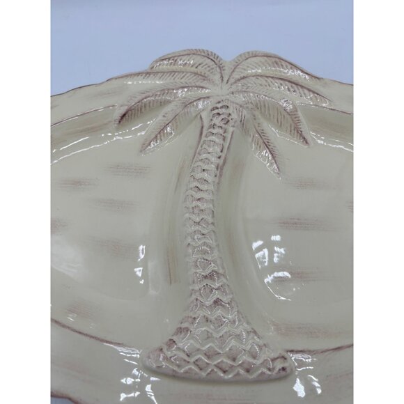Palm Tree Stoneware Divided Platter Dish by Pacific 15" box 3D - Picture 8 of 13